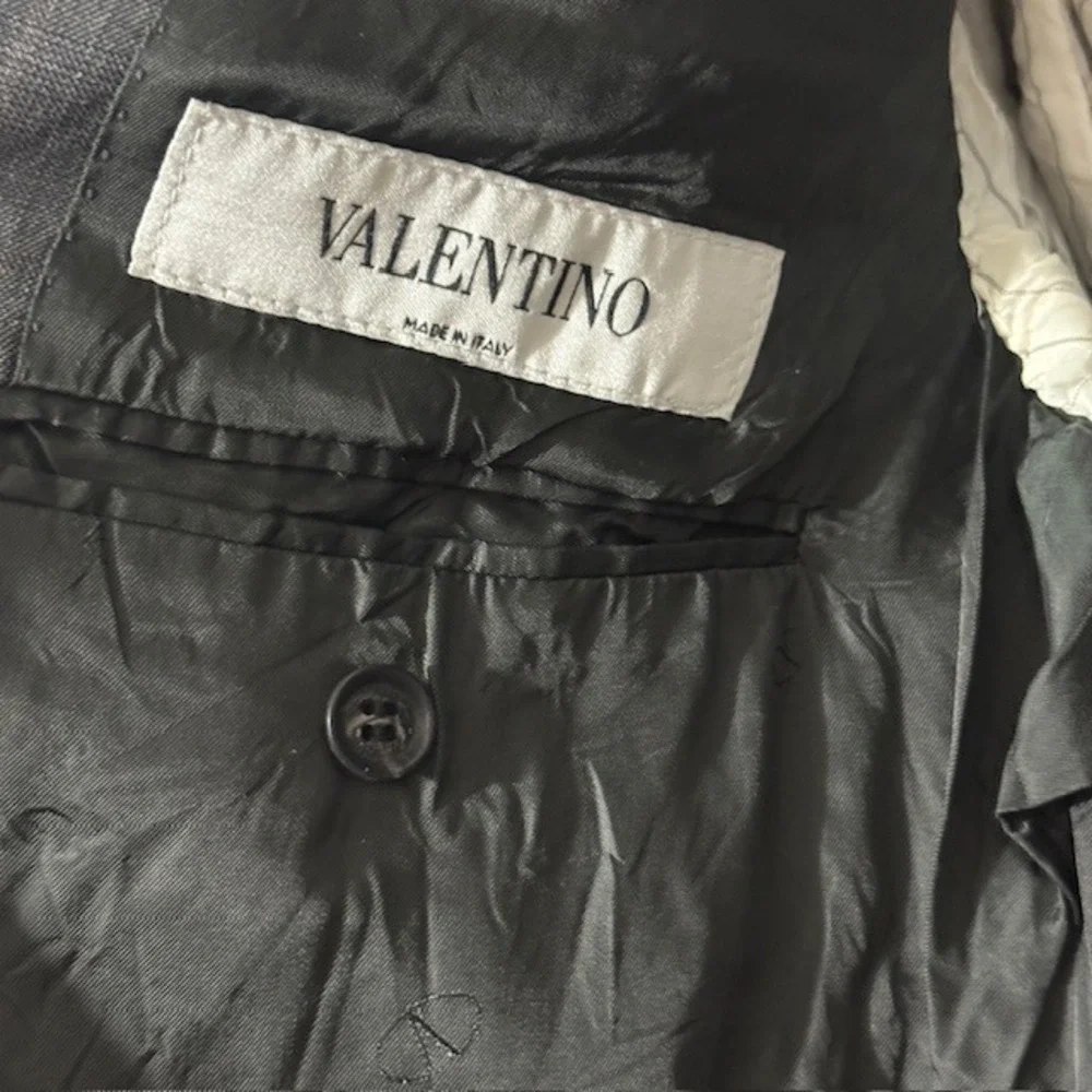 Vintage‎ Valentino Mens Gray Virgin Wool Cashmere Glen Plaid Blazer Sport Coat
